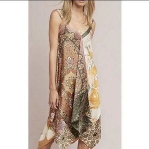 Anthropologie Asymmetrical Dress in Earthy Tones